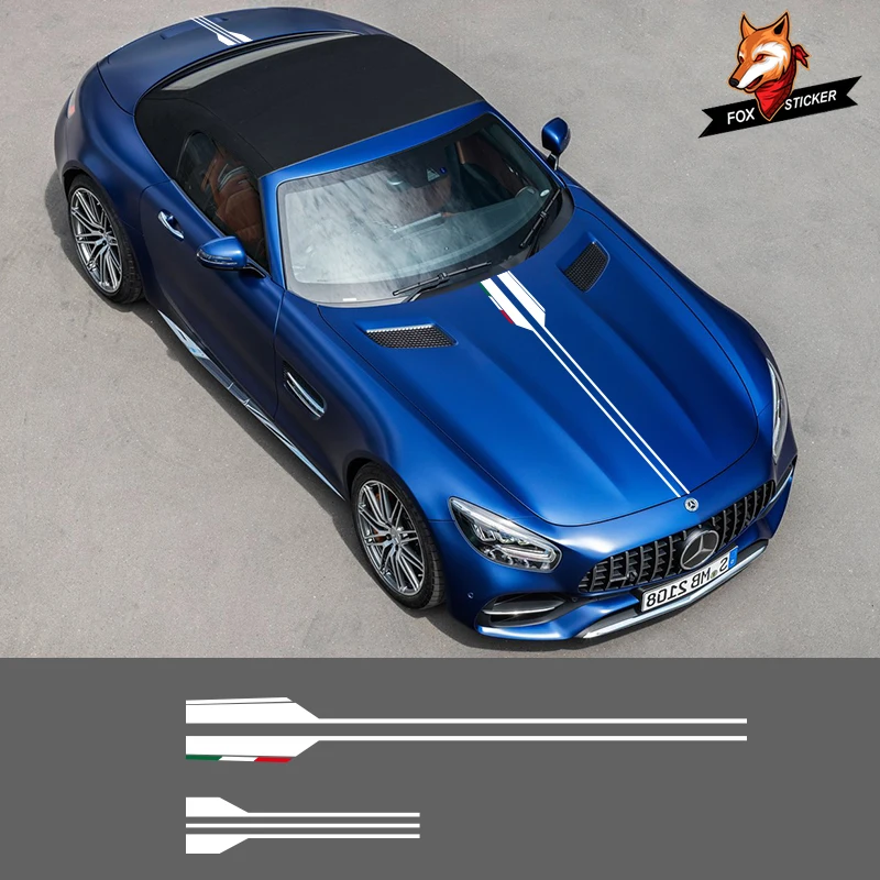 1 шт. наклейка на голову капот полосатый виниловый Стайлинг автомобиля для Mercedes