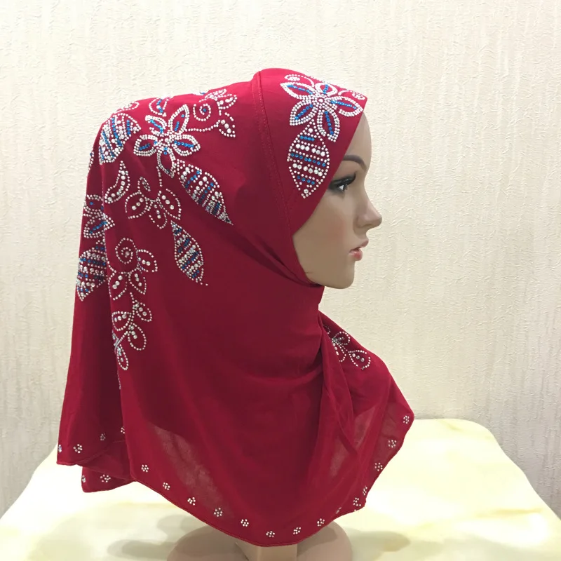 Цельнокроеный мусульманский женский шарф Khimar яркий головной платок Блестящий