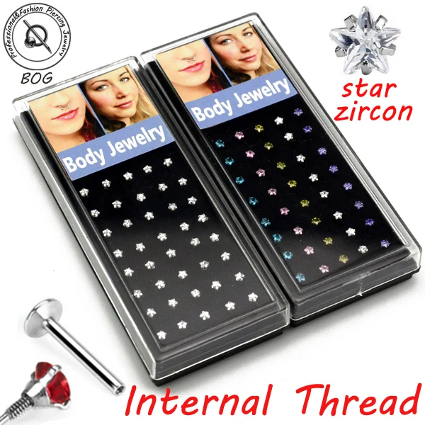 

Lot 40 Pieces Internally Threaded Claw Set Zircon Crystal Star Labret Tragus Stud Piercing Jewelry