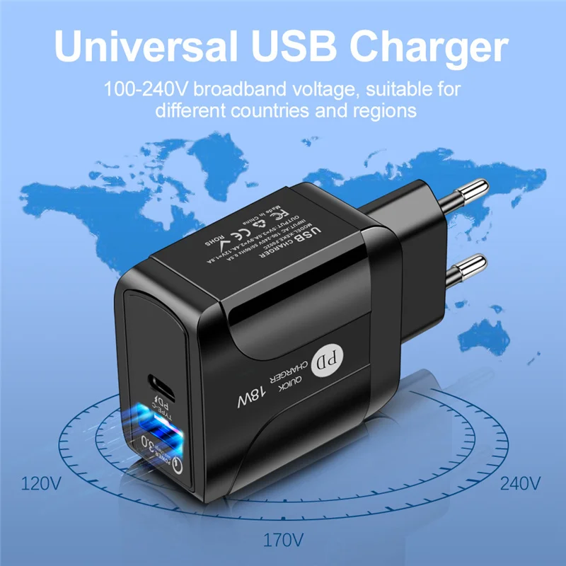 

EU US UK Black White 18W Mobile Phone Charger For iPhone 12 12Pro 12promax 12mini lightning to Type C QC 3.0 PD USB Fast Charger