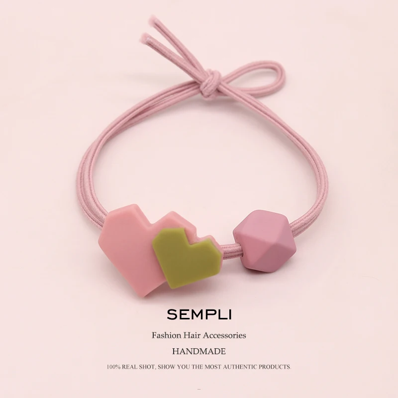 

Sempli High Elasticity Heart Hair Rubber Bands For Girls Scrunchy Haar Accessoires mujer hair ornaments headbands for women