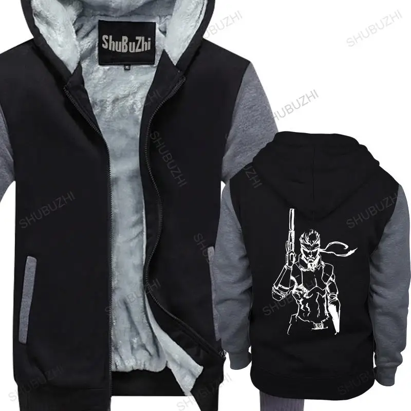 

homme cotton hoodies zipper New Metal Gear Solid Snake brand winter hoodie warm jacket