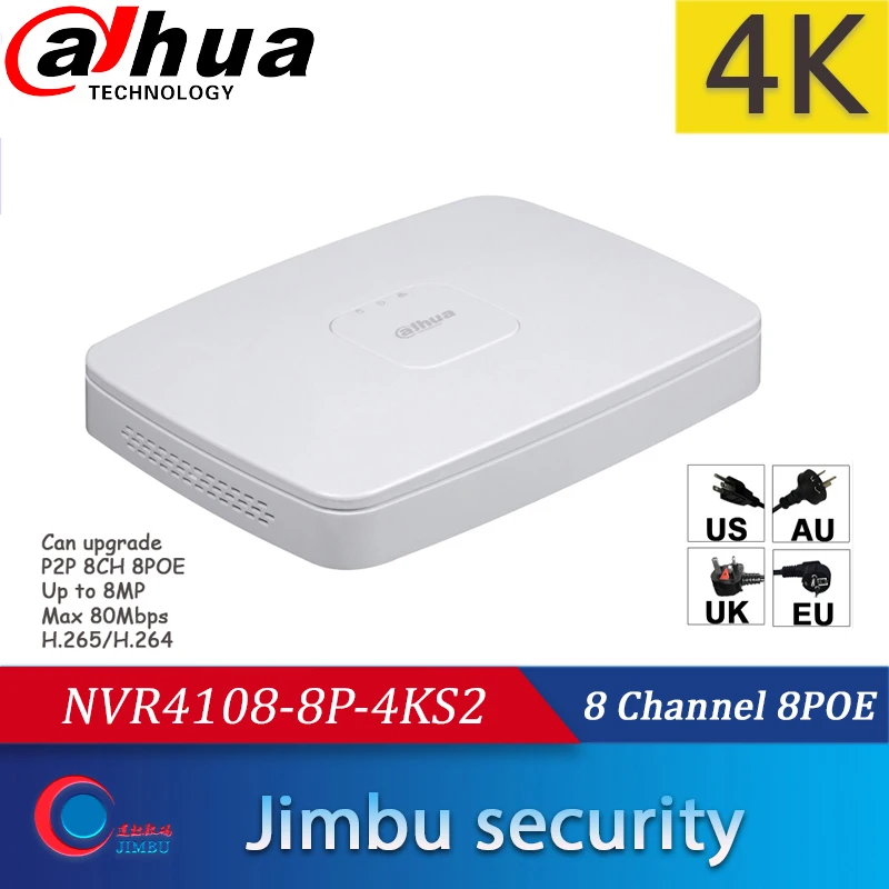 Сетевой видеорегистратор Dahua NVR сетевой NVR4108 8P 4KS2 видео Регистраторы 8CH Смарт 1U 8PoE