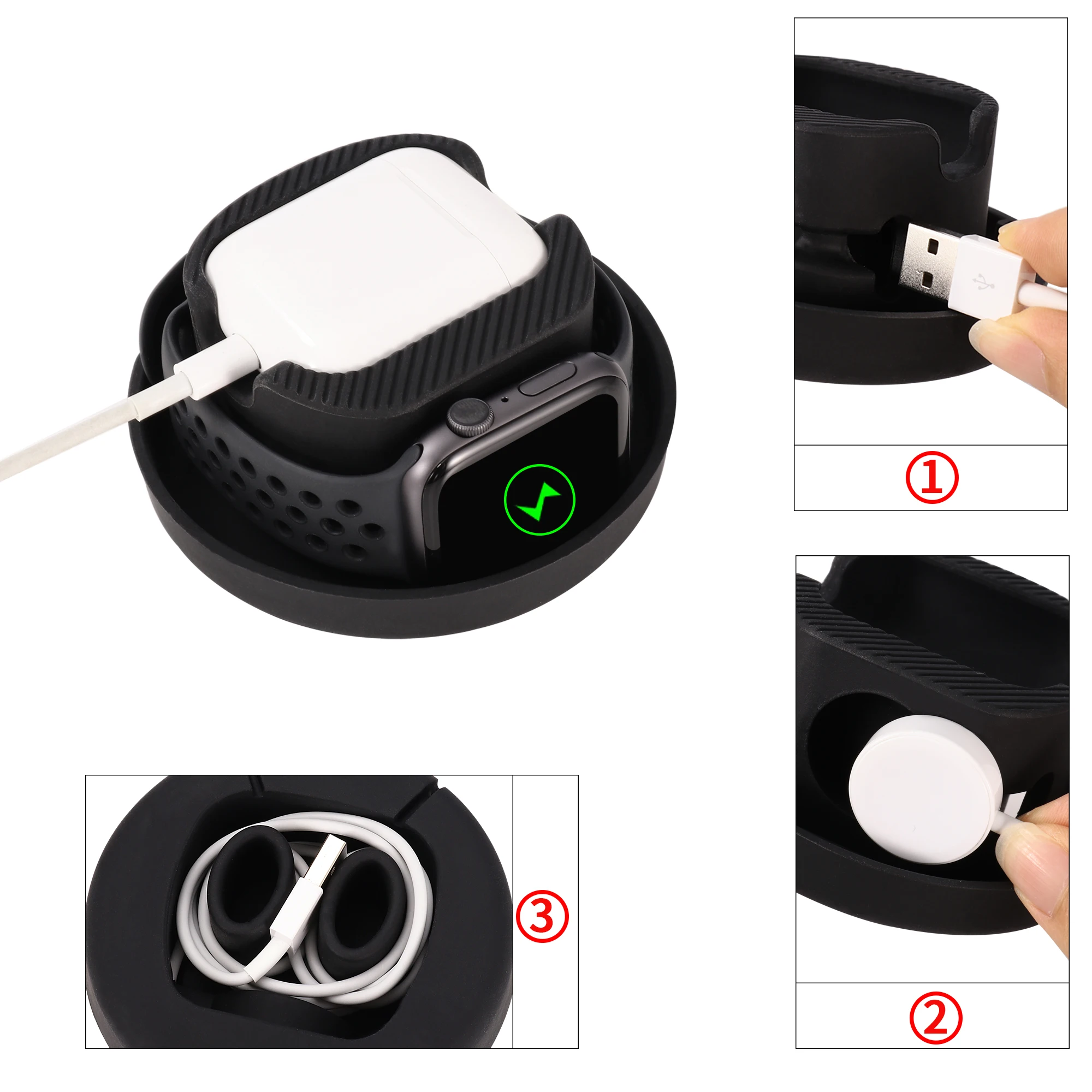 For Apple Watch Series 6 5 4 3 40-44mm Protective Pouch Cover Portable Charger Holder Cases Storage Watch Boxes Zipper Watch Bag