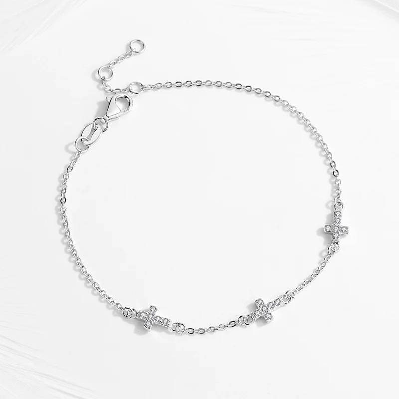 Роскошный женский браслет с крестом TONGZHE из стерлингового серебра 925 пробы