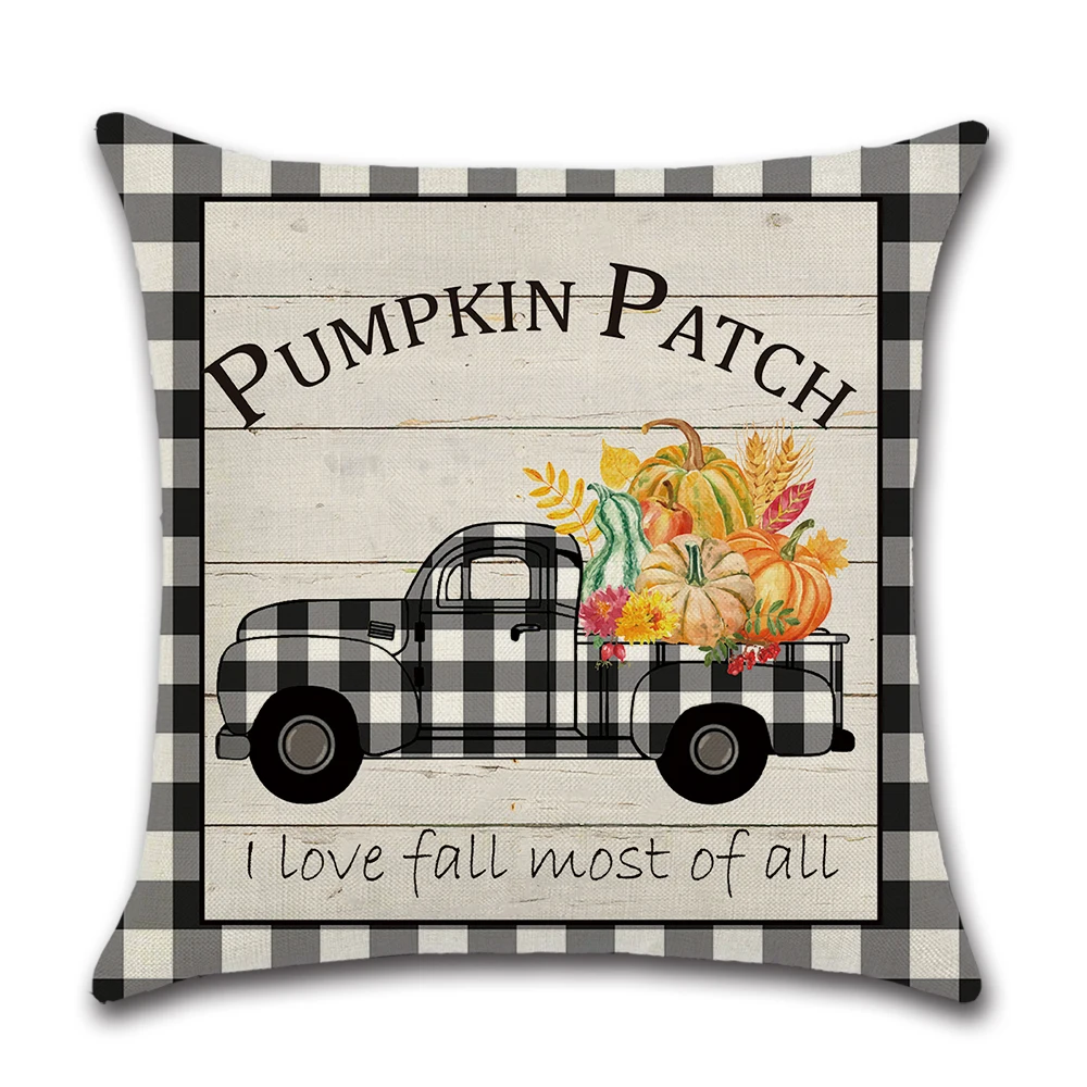 День благодарения Тыква грузовик Урожай Декор Наволочка для дивана Привет осень