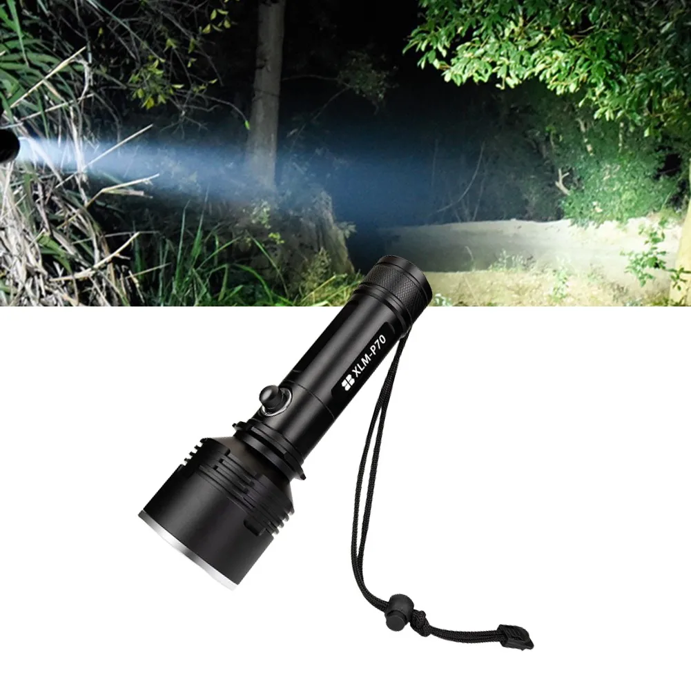 

Professional Diving Flash Light 300M XHP70 Fixed Focus IPX8 Waterproof LED FlashLight Optical Len Outdoor Night Light Accessory