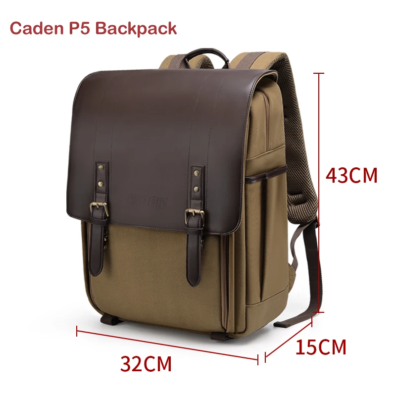 Caden Professional Camera Retro Canvas Waterproof DSLR Backpack fit 16in Laptop w Rain Cover for Canon Nikon Travel Outdoor SLR |