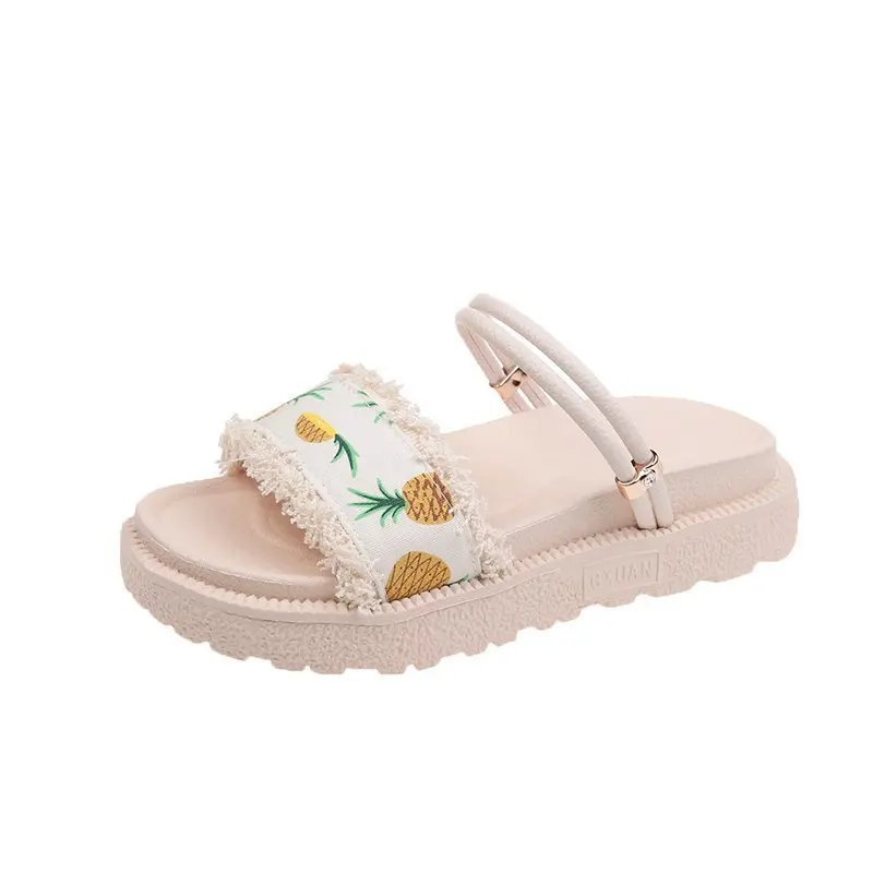 

Shoes Woman 2021 Slippers Soft Pantofle Luxury Slides Low Platform Lady Comfort New Designer Summer Girl Hoof Heels Basic Rubber