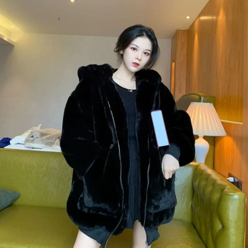 

New Autumn and Winter Woman Loose h Zipper Hooded Coat Female Coats and Jackets Ladies Solid Color Casual Jacket Coat A469