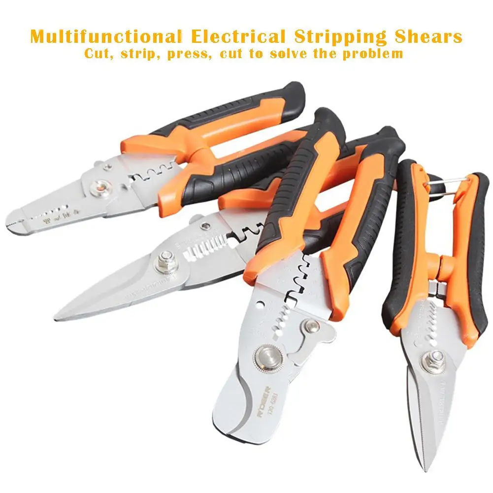 

Multi-function Household Scissors Crimping Pliers Wire Stripper Wire Cutter