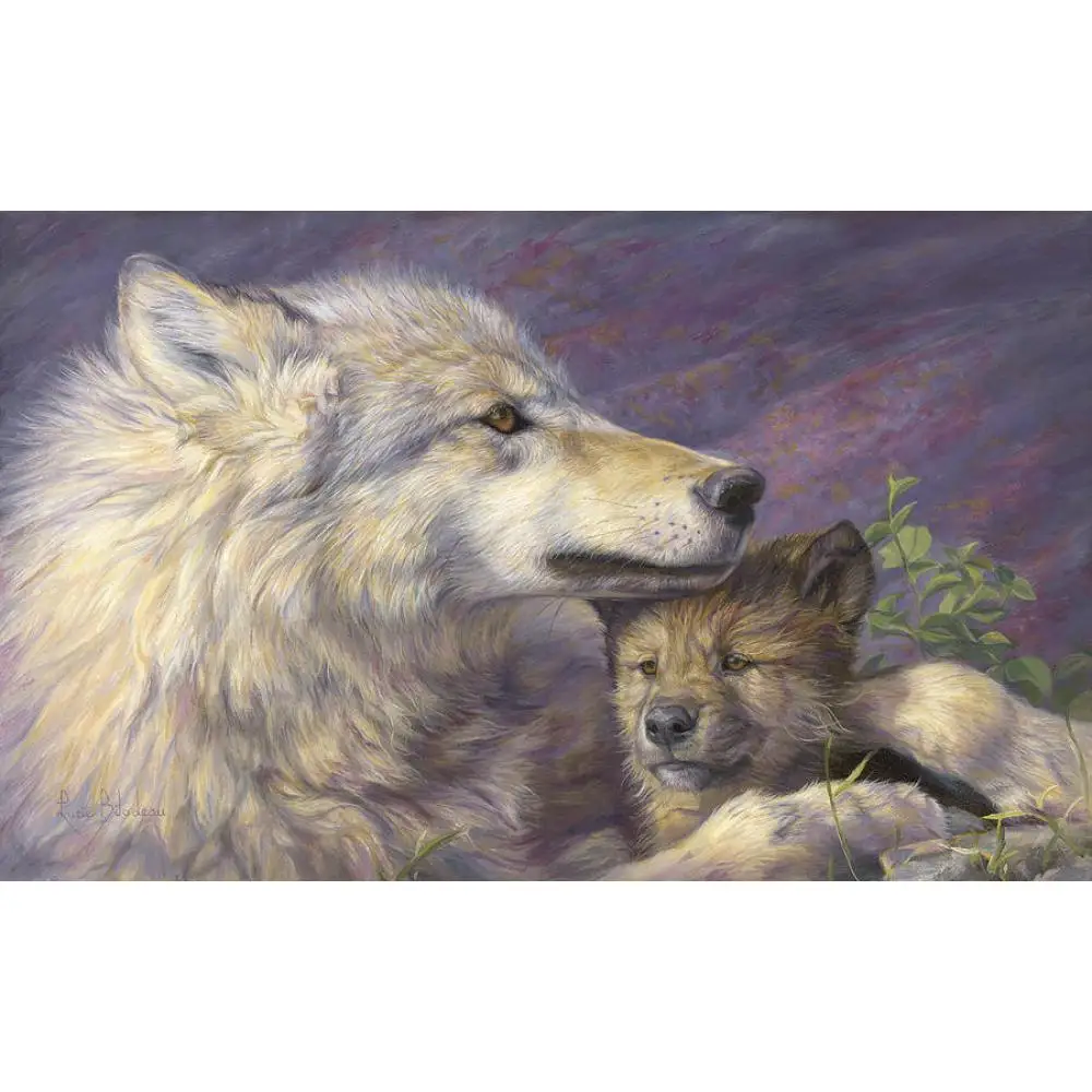 Ручная роспись волка картина маслом матери любовь холст искусство картины