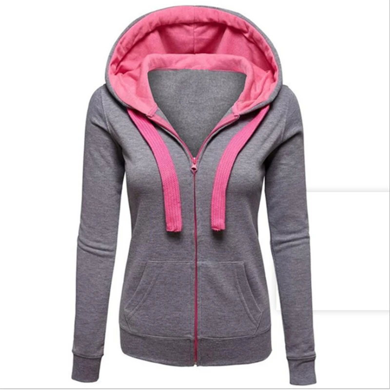 Толстовка женская с капюшоном повседневный однотонный свитшот длинным рукавом