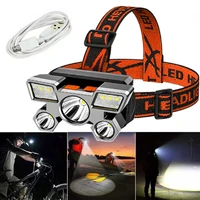 portable 5led with 18650 battery usb rechargeable headlamp outdoor camping fishing hiking flashlight headlight torch