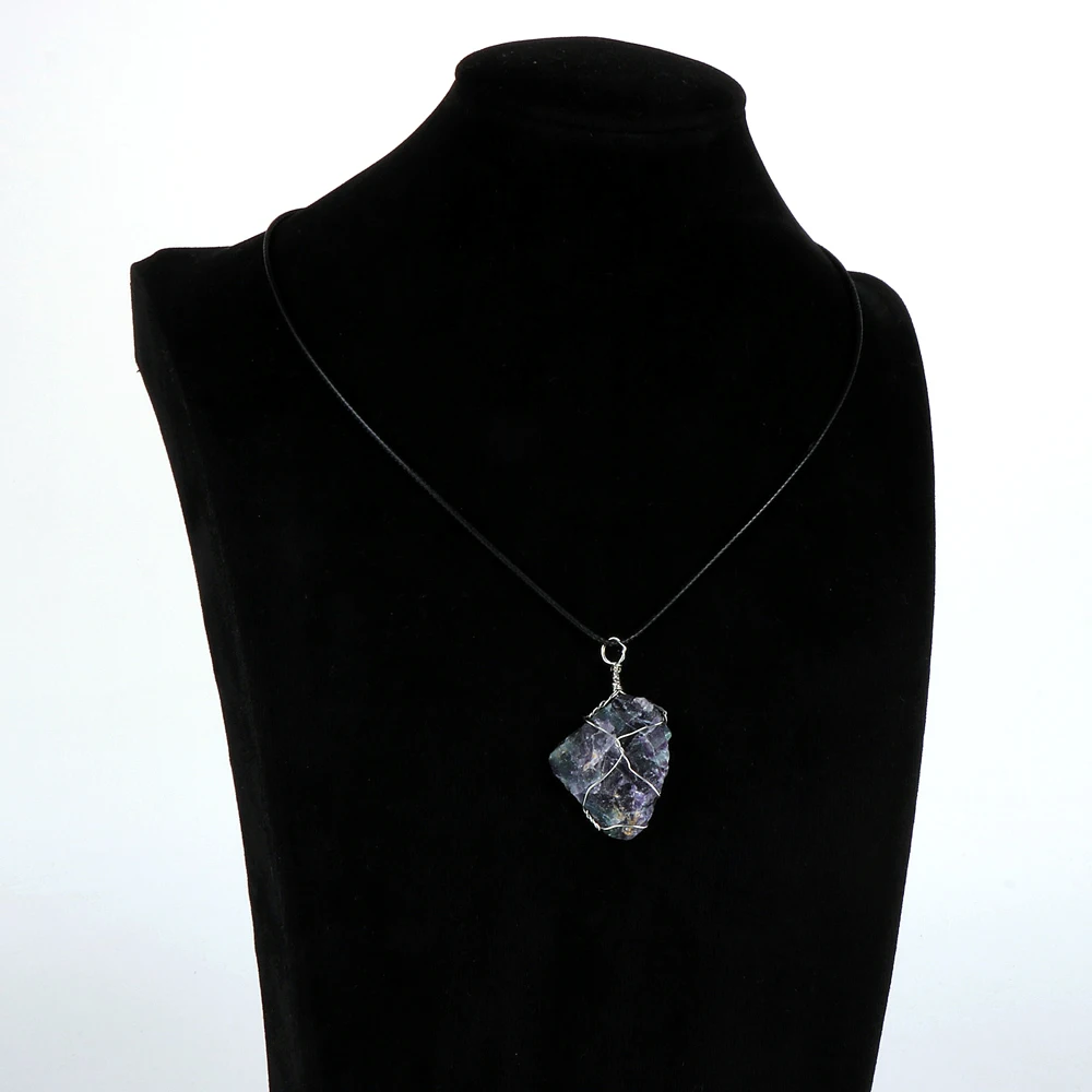 Женская и Мужская 25 45 мм натуральный цветной флюорит ожерелье с кулоном из