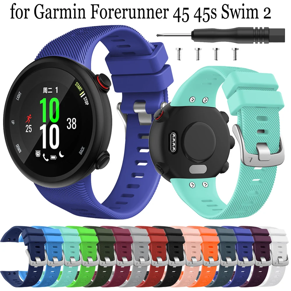 

Silicone Band for Garmin Forerunner 45 45s Swim 2 Smart Watchband Strap Sport Replacement Wristband Bracelets Correa with Tool