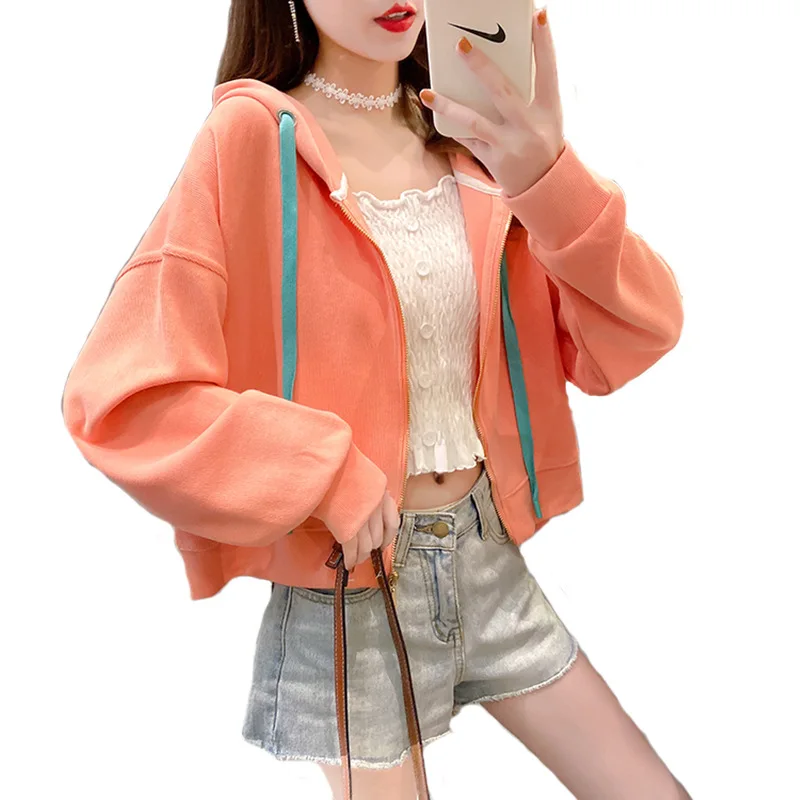 

New Autumn/winter Korean monogram print with velvet and thickened hoodie for girls loose oversize schoolgirl coats