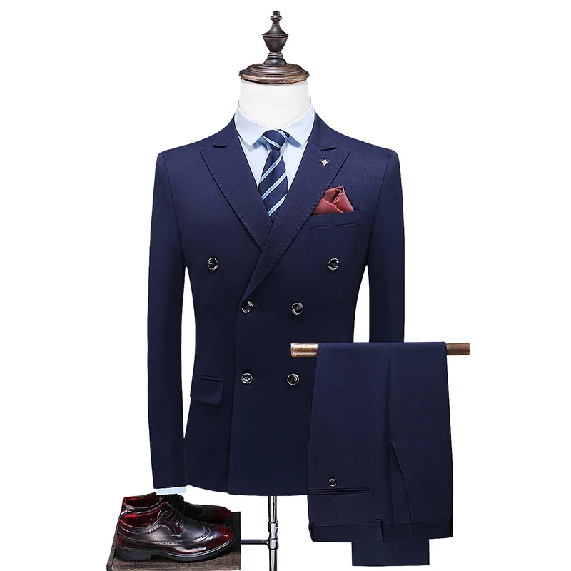 

2021 Fashion Double Breasted Three Pieces Men Dress Suits Casual Plus Size 5XL Luxury Wedding Mens Suit Masculino