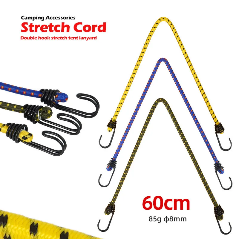 

Outdoor Bungee Cord Rope Camping Tent Elastic Rope Luggage Packing Strap with Metal Hook Ends Travel Hiking Fishing Rope Tools