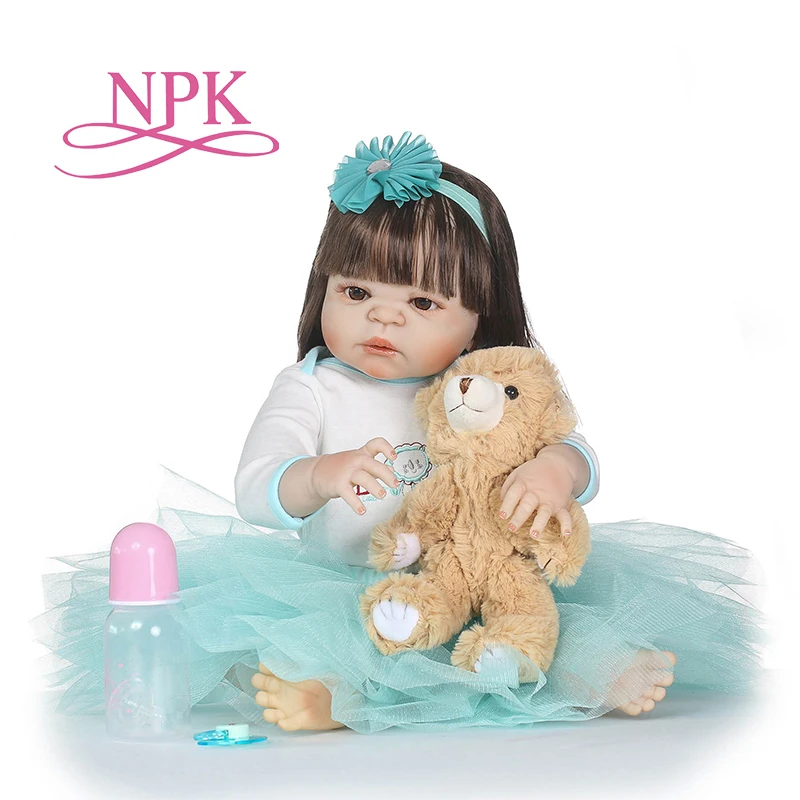 56 см полное Силиконовое боди reborn Baby Doll Girl Lifelike RebornBirthday Рождественский подарок для