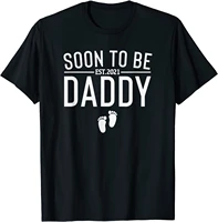 mens soon to be daddy est 2021 funny gift for new dad fathers day t shirt tshirts tops tees plain cotton casual casual men
