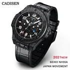 CADISEN дизайн 2021 Новые Мужские автоматические механические часы сапфир 100 м Водонепроницаемый японский спортивные даты Черный часы с кожаным ремешком