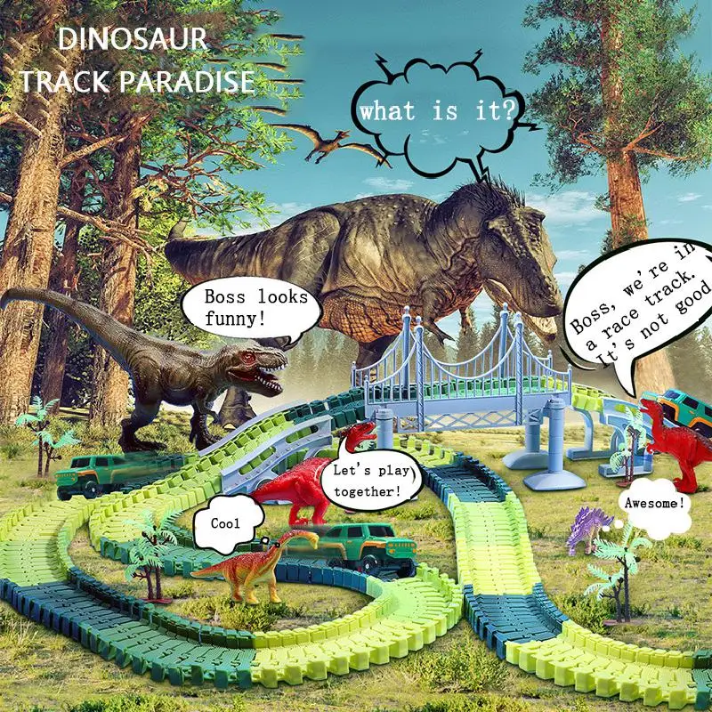 Светящаяся электрическая железная дорога волшебный гоночный трек игрушечный