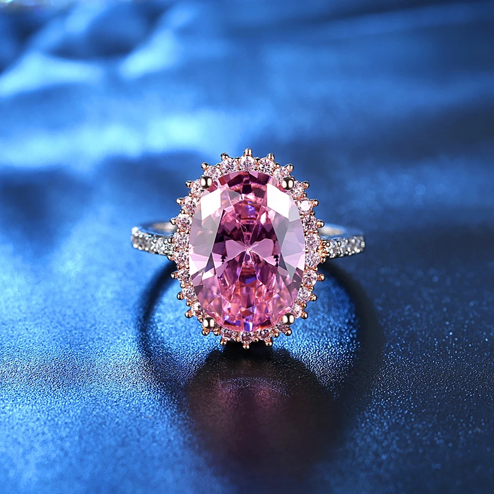 Дамское розовое кольцо с кристаллом Гламурная Мода одиночное Гламурное