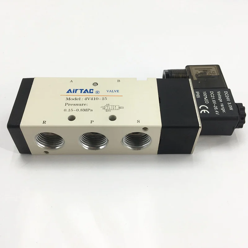 4V410-15 AC220V DC24V одинарный соленоид 5/2 трехходовых электромагнитных клапана 4V400 серии