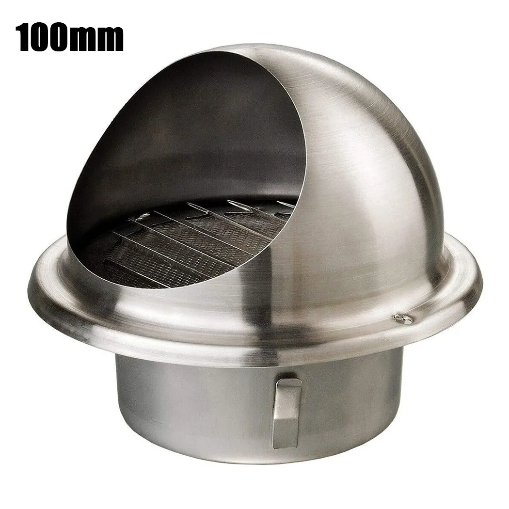 

Stainless Steel Hood Waterproof Exhaust Cap Rain Cap Round Brushed Bull Nosed External Extractor Wall Vent Outlet Wind Vent