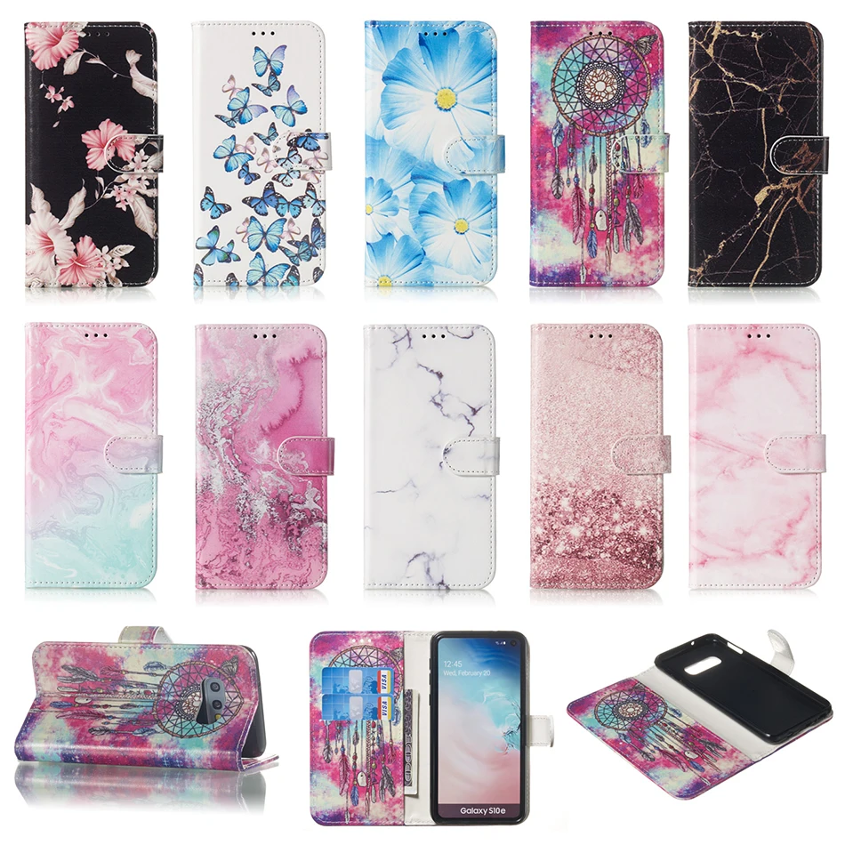 Мраморный кожаный чехол для Samsung Galaxy S10e S10 Plus S9 + S8 S7 S6 Edge S5 Note 9 N960F 8 кошелек с