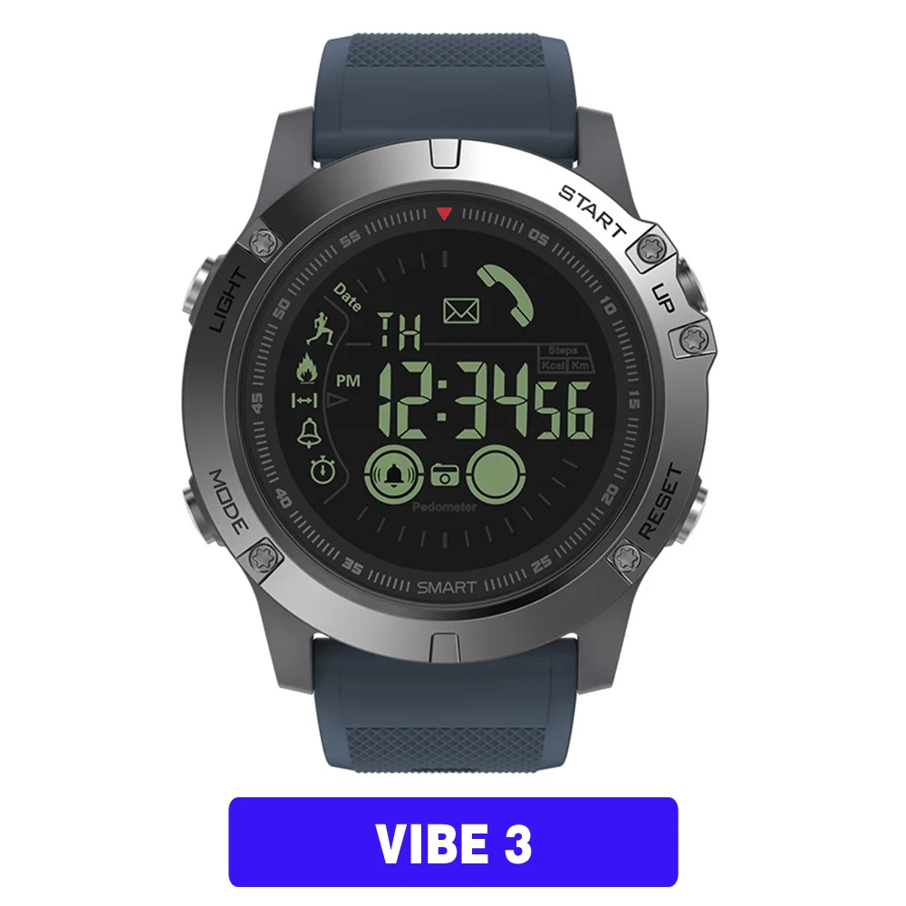 Новинка, Zeblaze VIBE 3, флагманские прочные Смарт-часы, 33 месяца, время ожидания, 24 часа, всепогодный мониторинг, Смарт-часы для IOS, Android - Цвет: VIBE 3 Blue