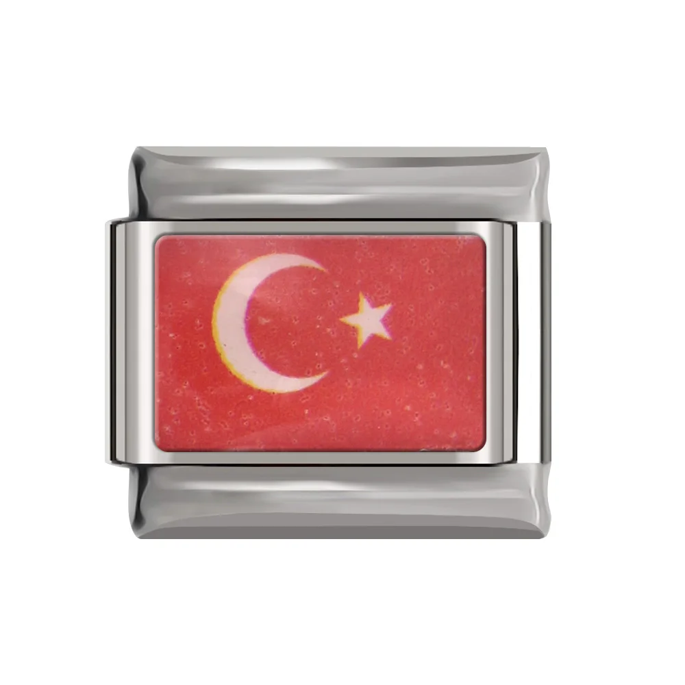 Turkey Hapiship, 1 шт., ширина 9 мм, оригинальная национальная подвеска в виде флага, браслет из нержавеющей стали для изготовления ювелирных изделий DJ16 - Окраска металла: Turkey
