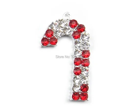 

Christmas Pendant Rhinestone Crystal Candy Cane Pendant For Necklace