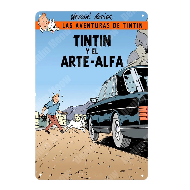 P Tintin мультфильм металлическая Оловянная вывеска Альфа арт живопись магазин настенный стикер домашний декор Tintin фильм плакат Бар Винтаж железные тарелки MN120 - Цвет: P