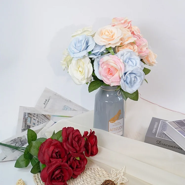 

Искусственный цветок, искусственный цветок, богатая Роза, искусственный букет, розы, Шелковый цветок, искусственный цветок для зала в отеле
