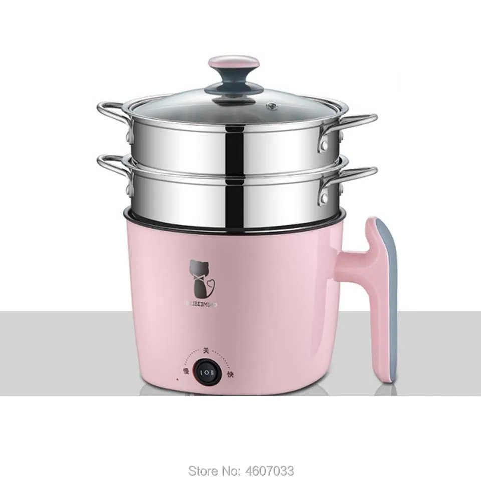 

Multifunctional Electric Cooker Heating Pan Electric Cooking Pot Machine Hotpot Noodles Rice Eggs Soup double Steamer 220V