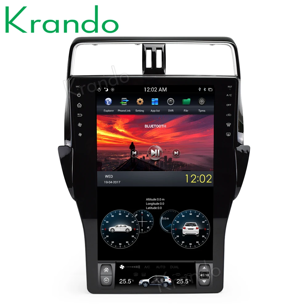 Автомобильная аудиосистема Krando 16 дюймов в стиле Tesla Android 9 0 gps навигация для Toyota Prado