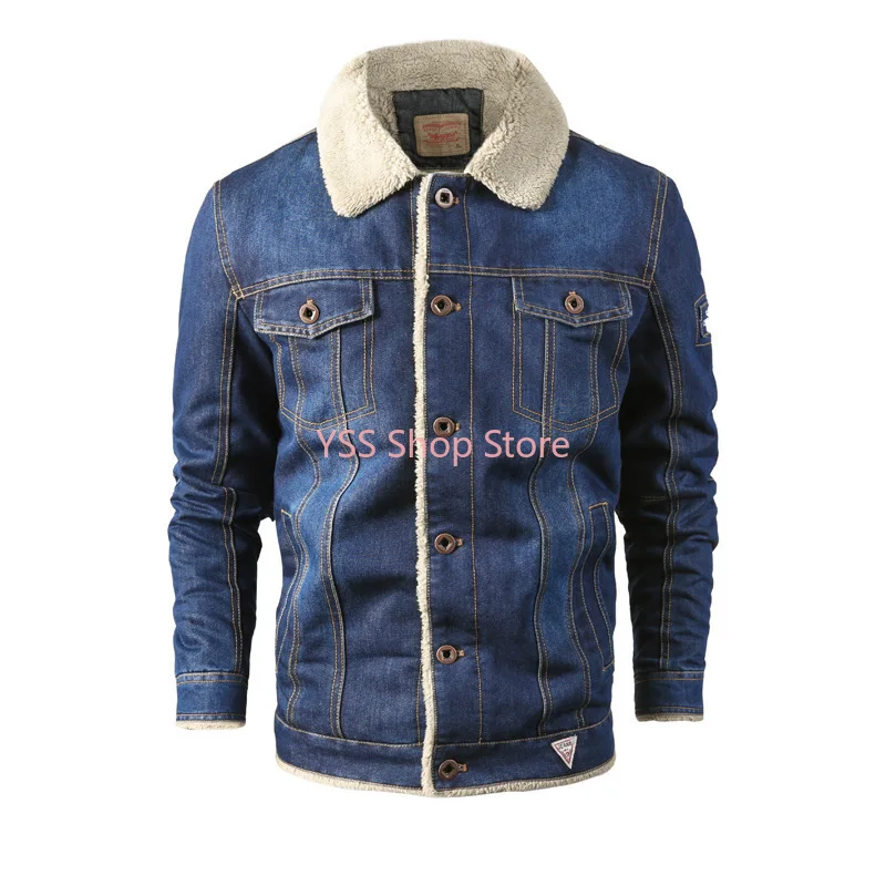 

2021 Casual M-6XL Plus Size Men's Denim Jacket Winter Thickened Outerwear Jacket Men's Fashion Loose Denim Jacket Men