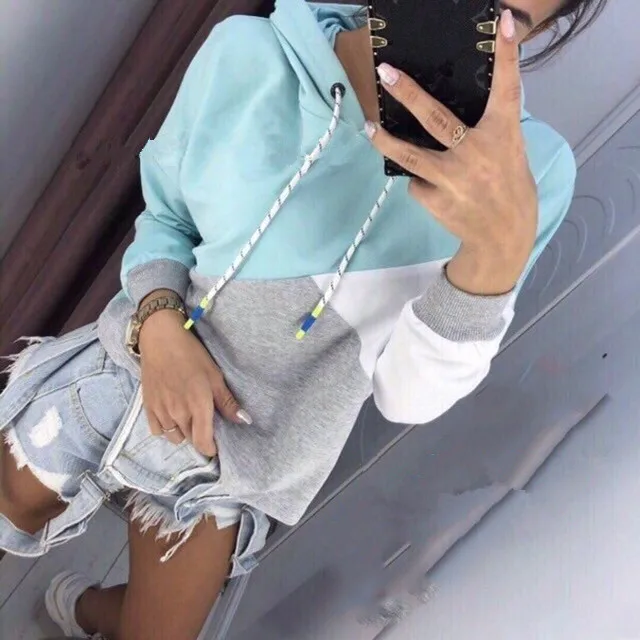 

Patchwork new Hoodies Sweatshirts 2020 Women Casual Kawaii Harajuku Fashion Punk for Girls Clothing European Tops Korean