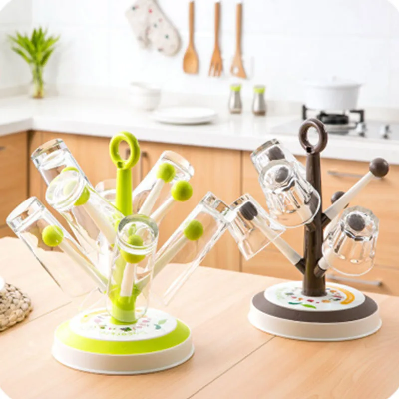 

High Cup Drain Rack Tree Shape Wine Glass Holder Mug Organizer Kitchen Sink Accessories UEJ