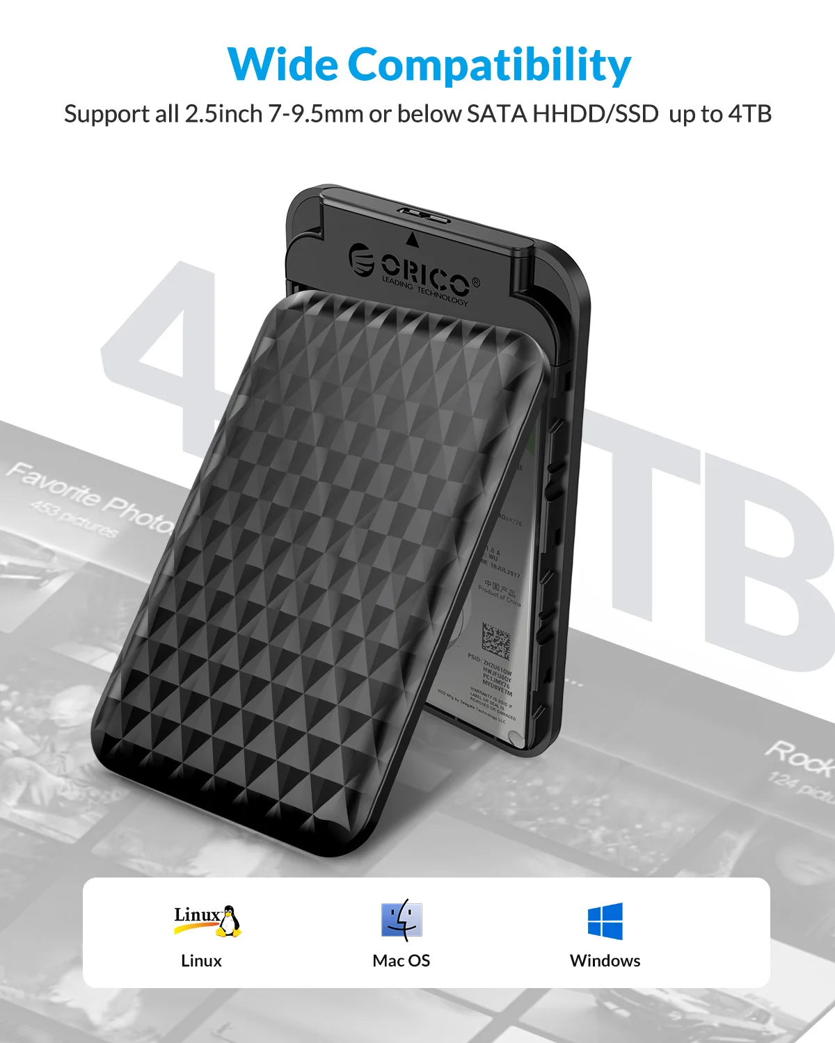 Чехол для внешнего жесткого диска ORICO 2 5 дюйма SATA на USB 3 0 Гбит/с 4 ТБ поддержка UASP