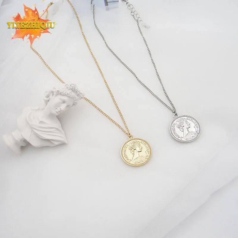 Классическое золотое ожерелье из нержавеющей стали в стиле ретро королева с