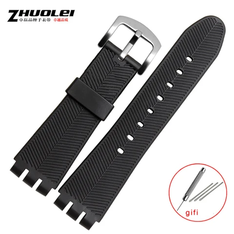for swatch rubber band 23mm New High Quality Mens Black Soft Waterproof Diving Silicone Rubber Watchband Straps Black bracelet