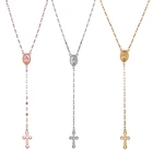 Romad модная подвеска крест ожерелье для женщин розовые, золотые, серебряные Длинная цепочка мужские четки оптом по низкой цене ожерелье религиозное Ювелирное Украшение