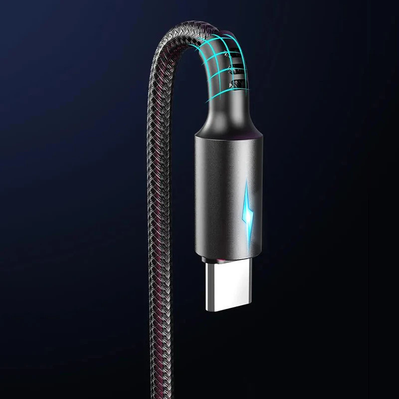 Кабель Micro USB type-C 5 А светодиодный шнур для быстрой зарядки и передачи данных Huawei