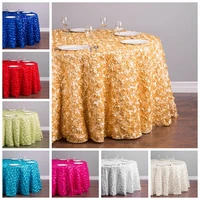 good looking satin rosette table cloth wedding tablecloth for banquet event decoration