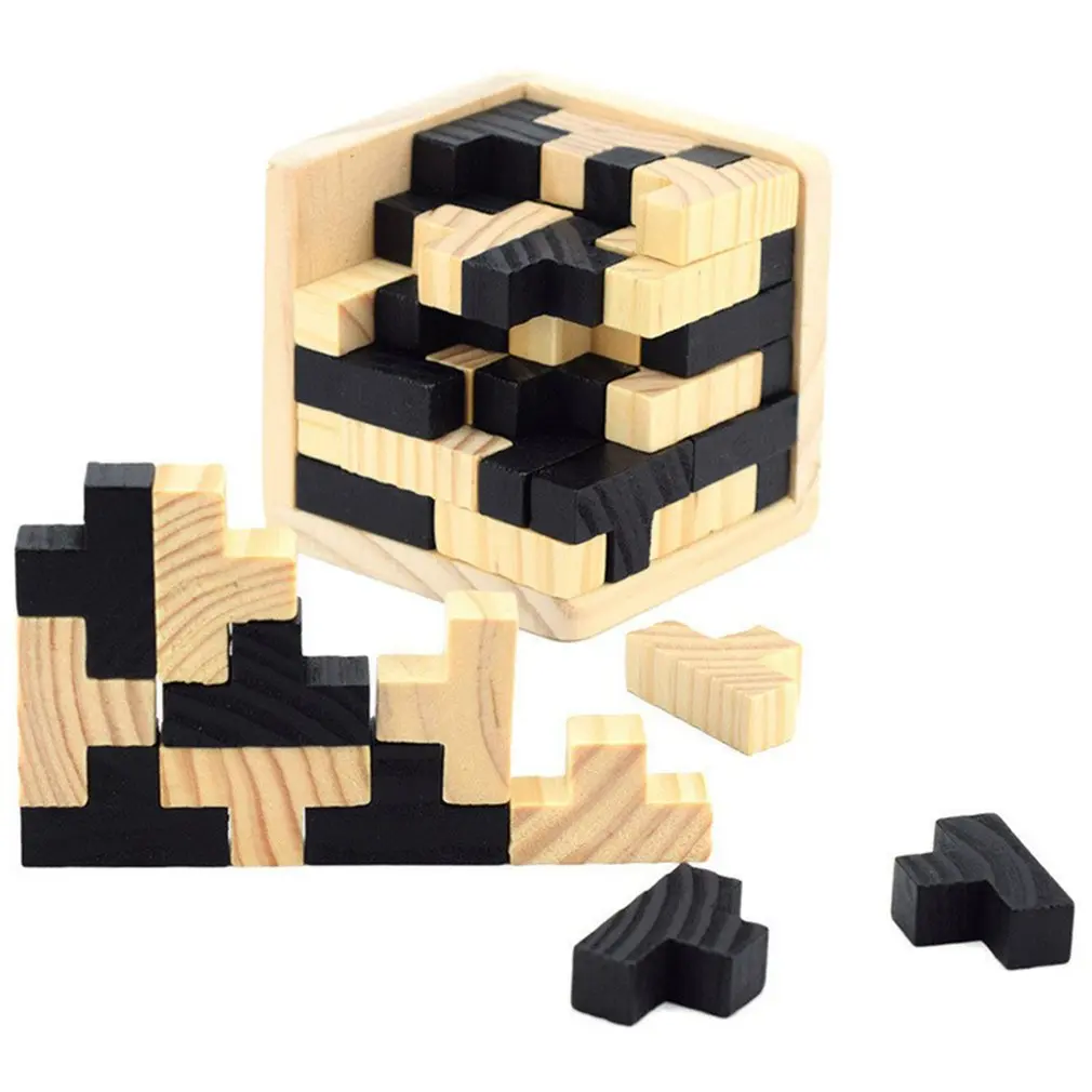 

Educational Tetris Shape 3D Wooden Puzzle Toy Brain Teaser Geometric T Shape Matching Jigsaw Puzzle Kids Early Learning Jigsaw