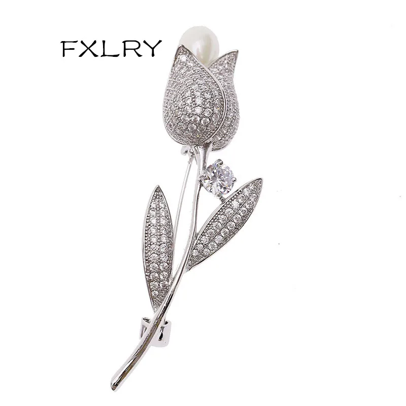 Женская Брошь в виде розы с фианитами для свитера или куртки | Украшения и