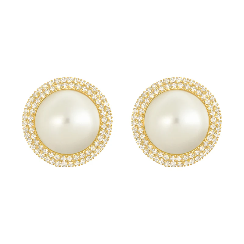 

2020 New Classic Elegant Round Pearl Gold Dangle Earrings For Woman Fashion Korean Jewelry Party Girl's Sexy Luxury Earrings